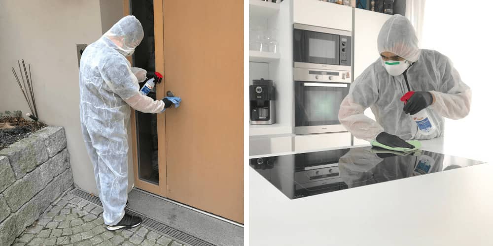 Unsere erfahrenden Reinigungskräfte bei der Desinfektionsreinigung in Haus, Wohnung und Büro gegen Viren und Bakterien