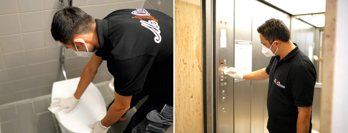 Titelbild: Professionelle Desinfektionsreinigung einer privaten Wohnung oder Haus