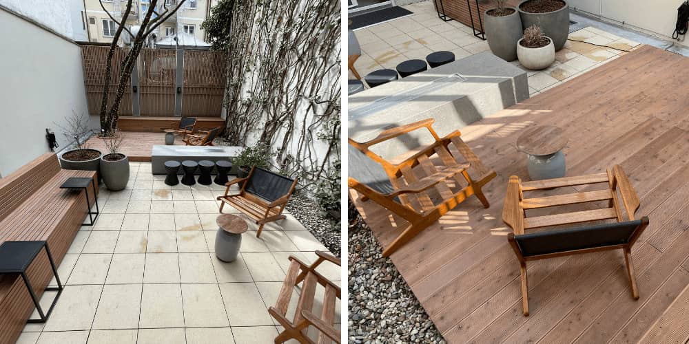 Entfernung von Moos und Grünspan auf Holzterassen und Möbel in Luzern