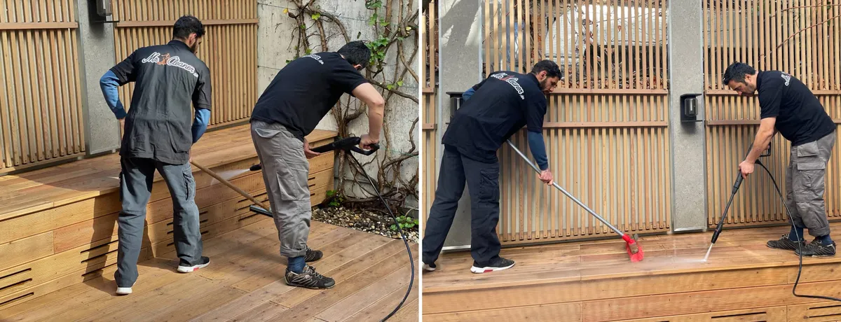 Titelbild: Holzterrasse reinigen – wie bekomme ich die Holzterrasse sauber